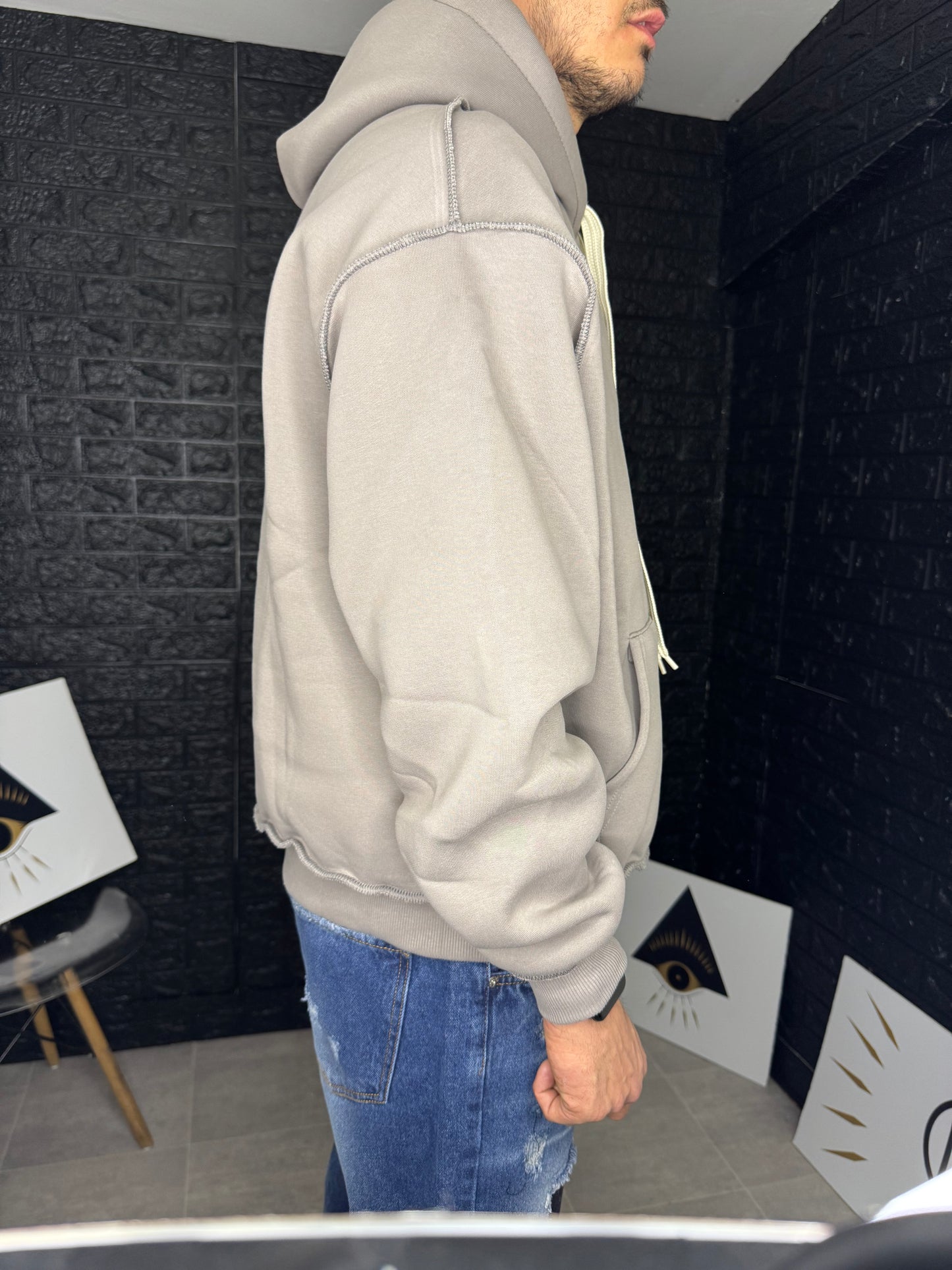 Felpa seams grigio piombo